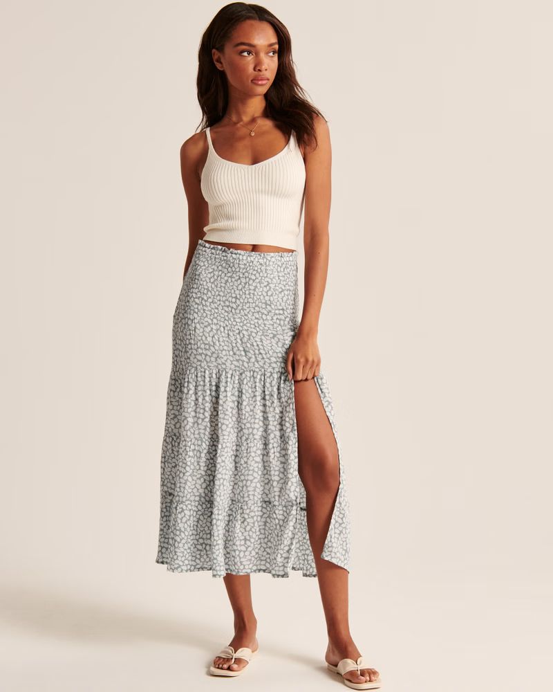 Tiered Midaxi Skirt | Abercrombie & Fitch (US)