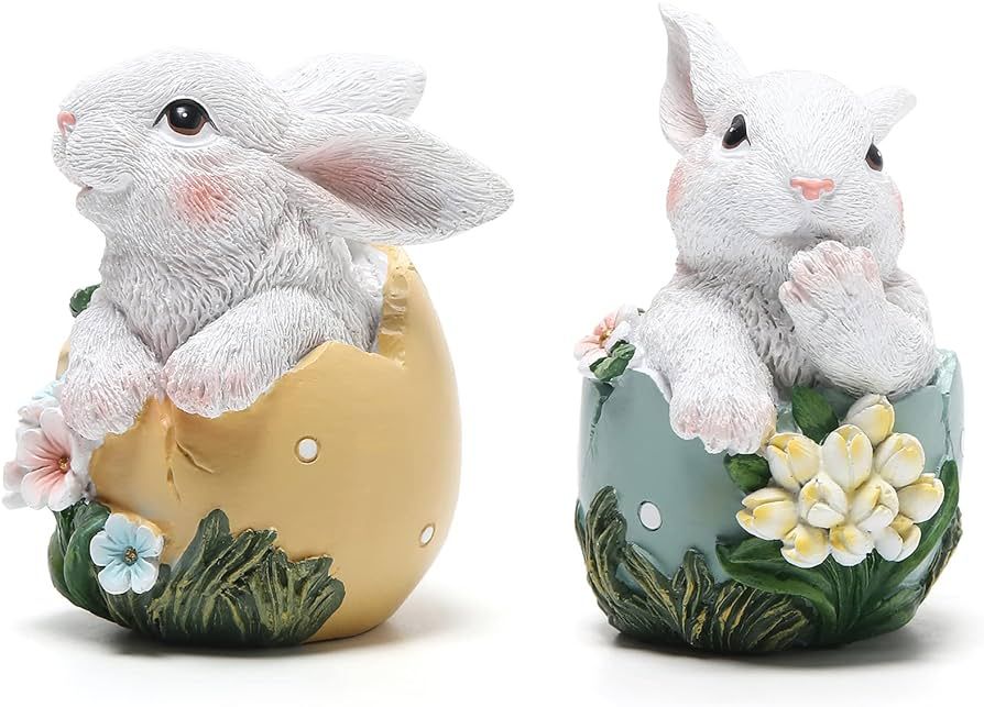 Hodao Easter Bunny Decorations Spring Home Decor Bunny Figurines(Resurrection Protein Rabbit 2pcs... | Amazon (US)
