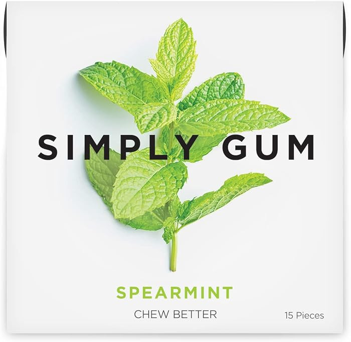 SIMPLY Gum Spearmint, Plastic-Free Natural Chewing Gum, 6 Pack (90 Pieces) | Vegan, Kosher, Non G... | Amazon (US)