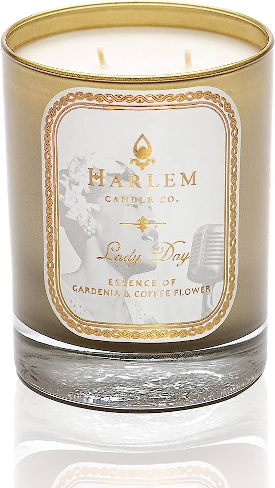 Harlem Candle Company Lady Day Luxury Scented Candle, Double Wick, 12 oz Gold Glass Jar, Soy Wax,... | Amazon (US)