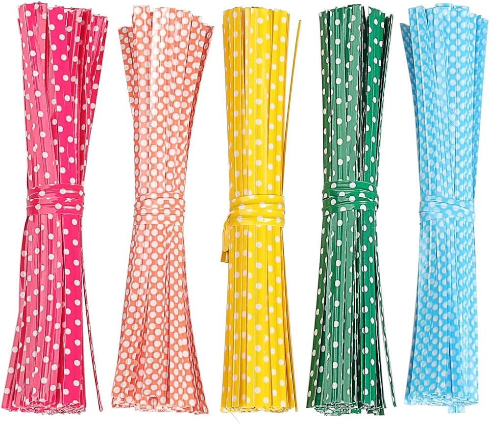 Pengxiaomei 500 Pcs 4 Inch Bag Twist Ties, Colorful Bread Ties Wire for Bag Metallic Bread Ties S... | Amazon (US)