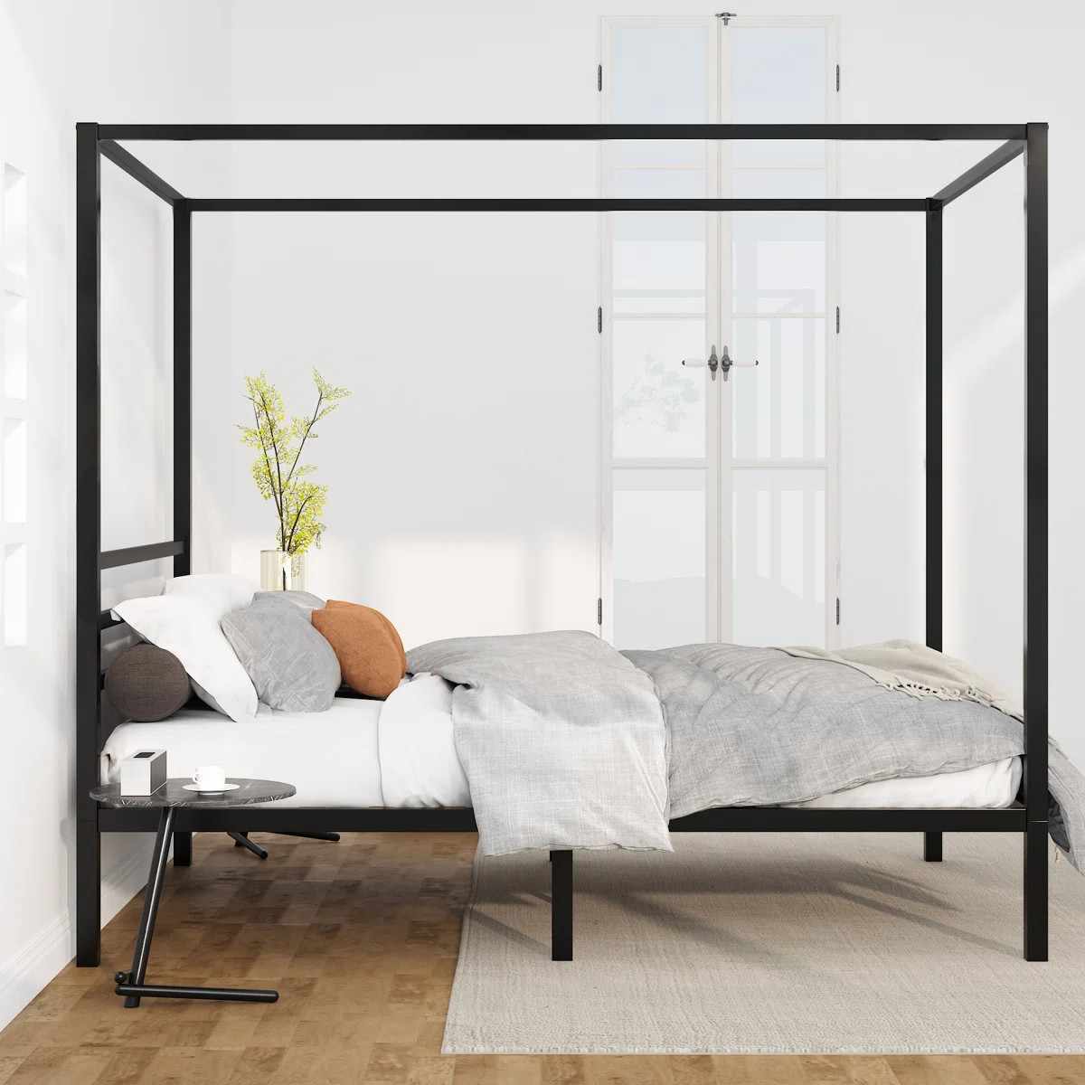 Tabiauea Metal Canopy Platform Bed Frame with Metal Slats, No Box Spring Needed | Wayfair North America