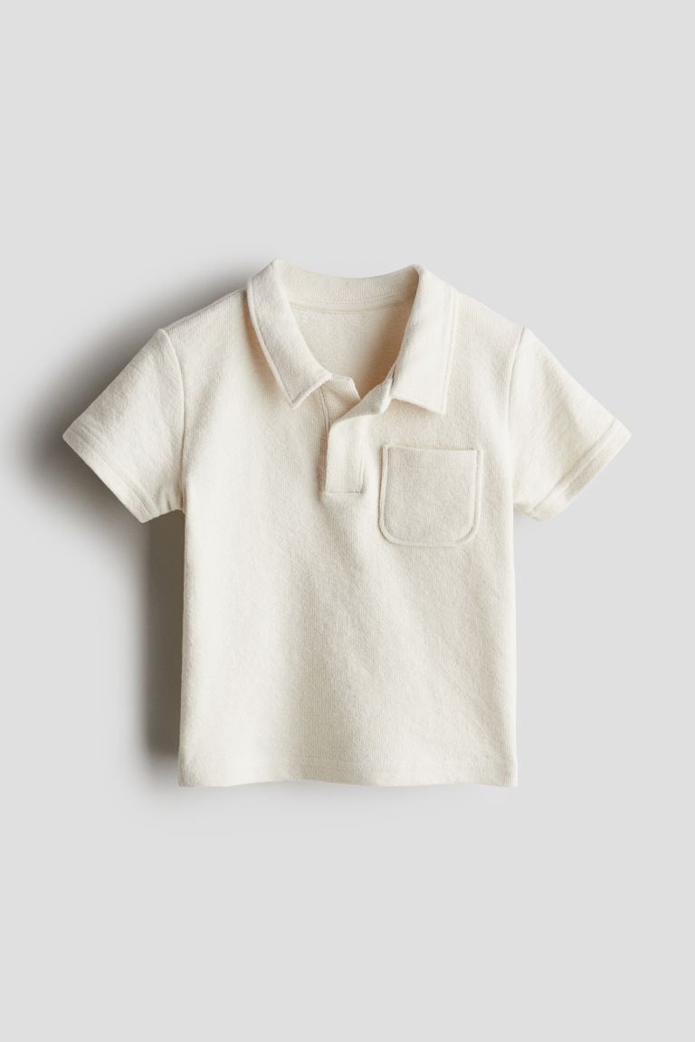 Cotton Terry Polo Shirt - Short sleeve - Regular length - Light beige - Kids | H&M US | H&M (US + CA)