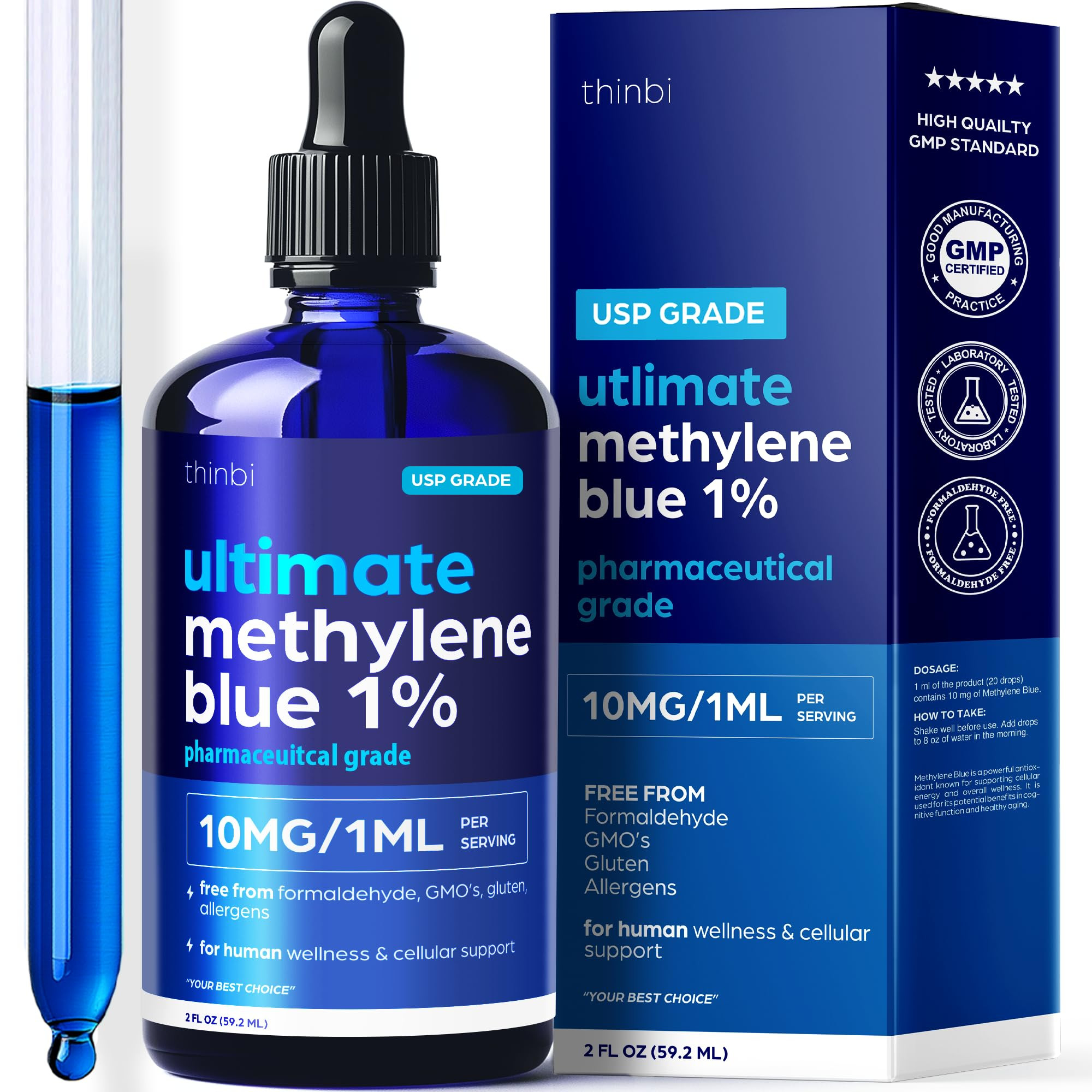 Methylene Blue Pharmaceutical Grade 2oz– USP Grade 1% Solution with Balanced Electrolyte Soluti... | Amazon (US)