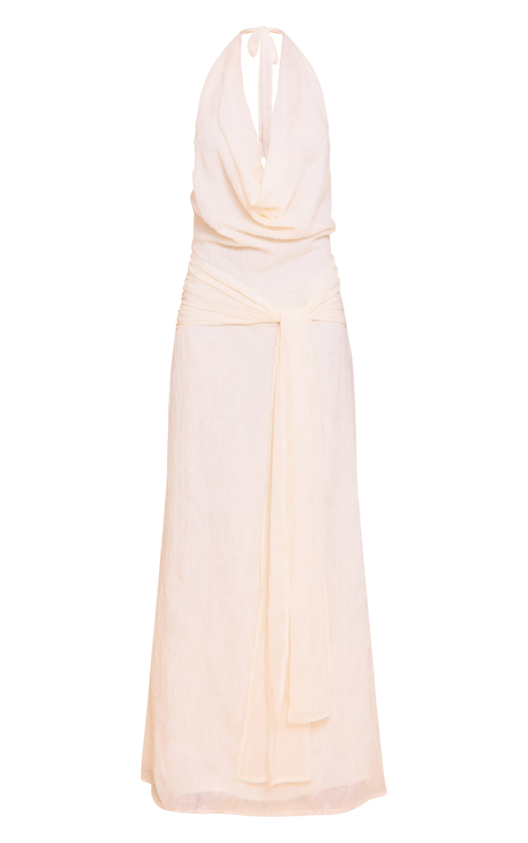 Natural Textured Cowl Neck Wrap Maxi Dress | PrettyLittleThing US