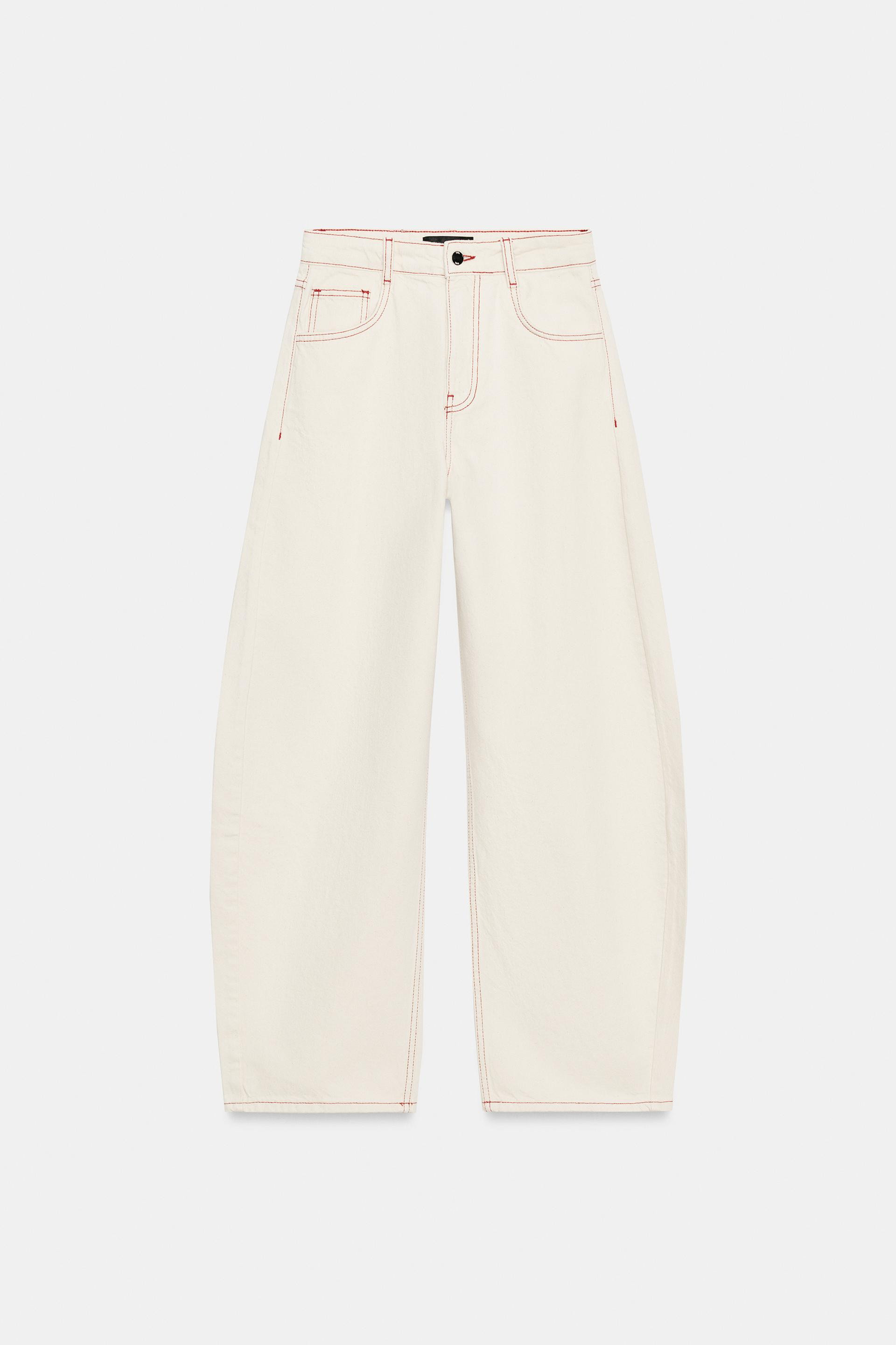 Zara - Z1975 Mid-Rise Barrel Jeans - Ecru - 31 (Us 12) - Woman | Zara US