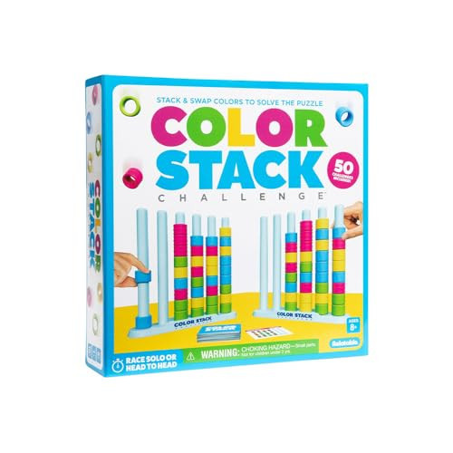 Color Stack Challenge Game| Fast-Paced Color Matching&Ring Stacking Puzzle| Competitive Tabletop Brain Teaser for Family Game Night| 2 Player Stack Solve Set with Racks,Rings,Challenge Cards (1 PACK) | Amazon (US)