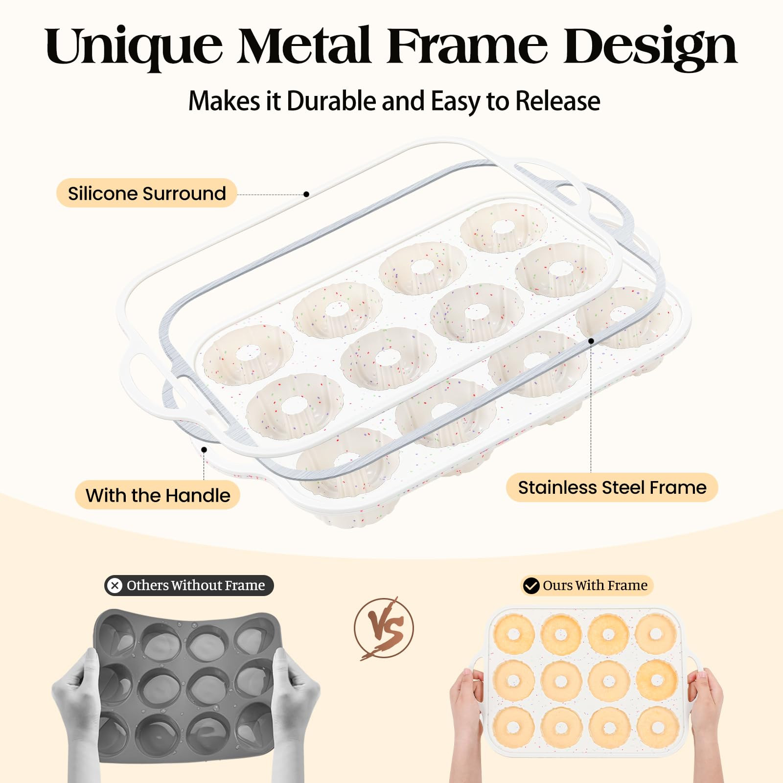 Vinino Silicone Mini Fluted Tube Cake Pans with Metal Reinforced Frame, 12-Cavity Mini Flan Molds... | Amazon (US)