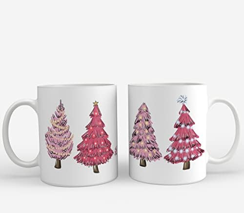 KEUSPI Farmhouse Vintage Hot Pink Christmas Tree Ceramic Coffee Mug 11 Oz(330ml) Tea Cup,Pink Win... | Amazon (US)