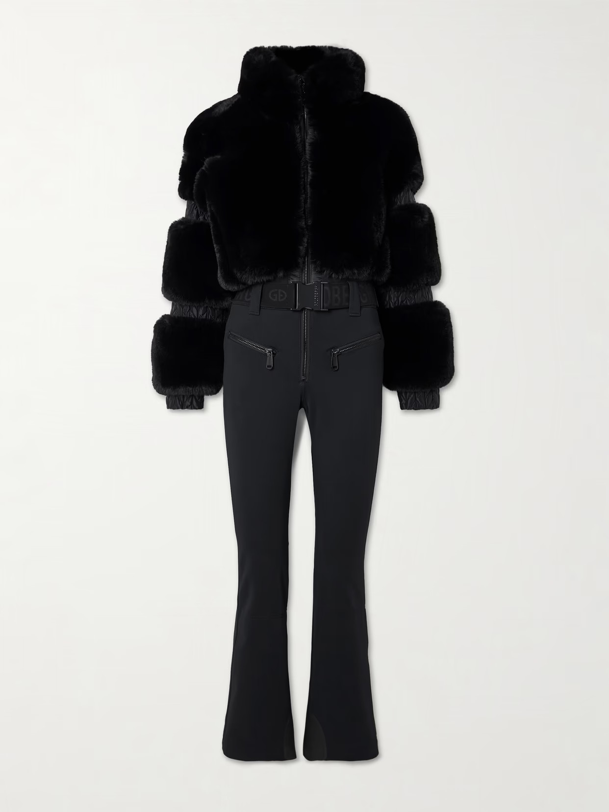 Goldbergh - Lieke Belted Faux-fur Ski Suit - Black | NET-A-PORTER (US)