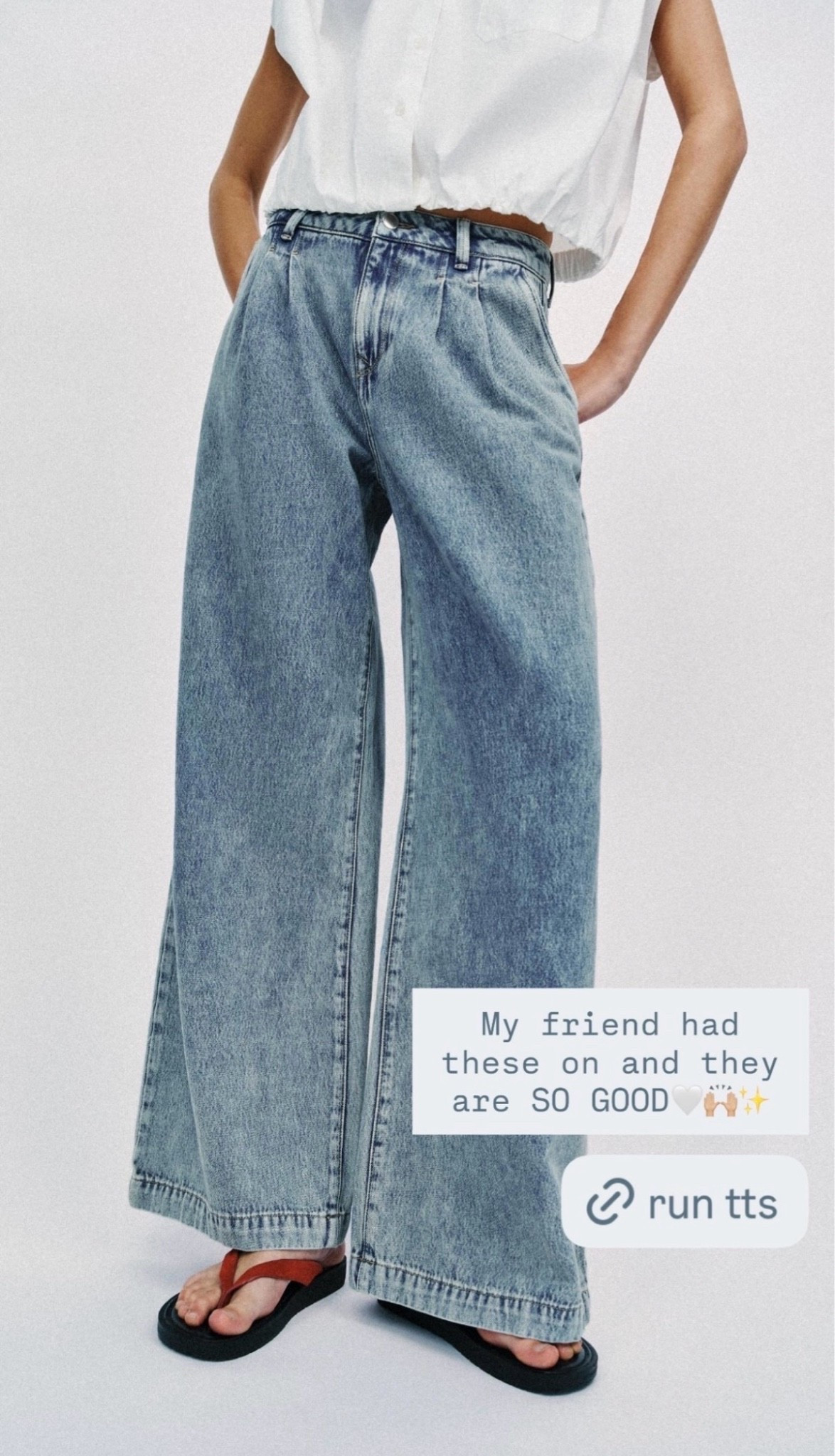 🤍 My friend had these on the other day and I had to ask the deets because they are SO GOOD🤍🙌🏼✨

I wear my tts // 27 in Zara jeans

5’5” // 120 lbs