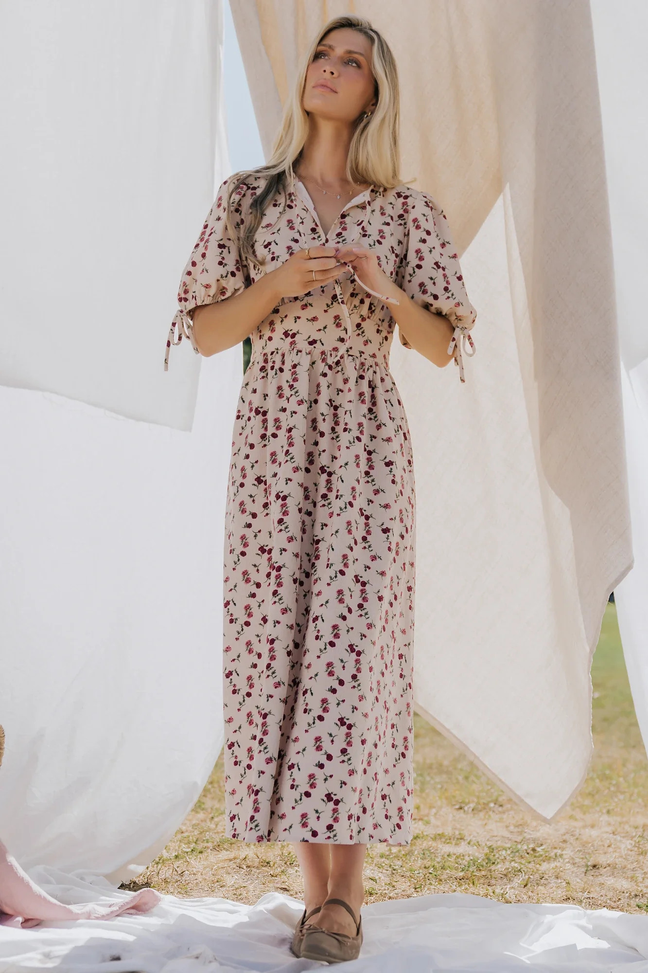 Beatrix Midi Dress | Ivory + Berry Floral | Baltic Born