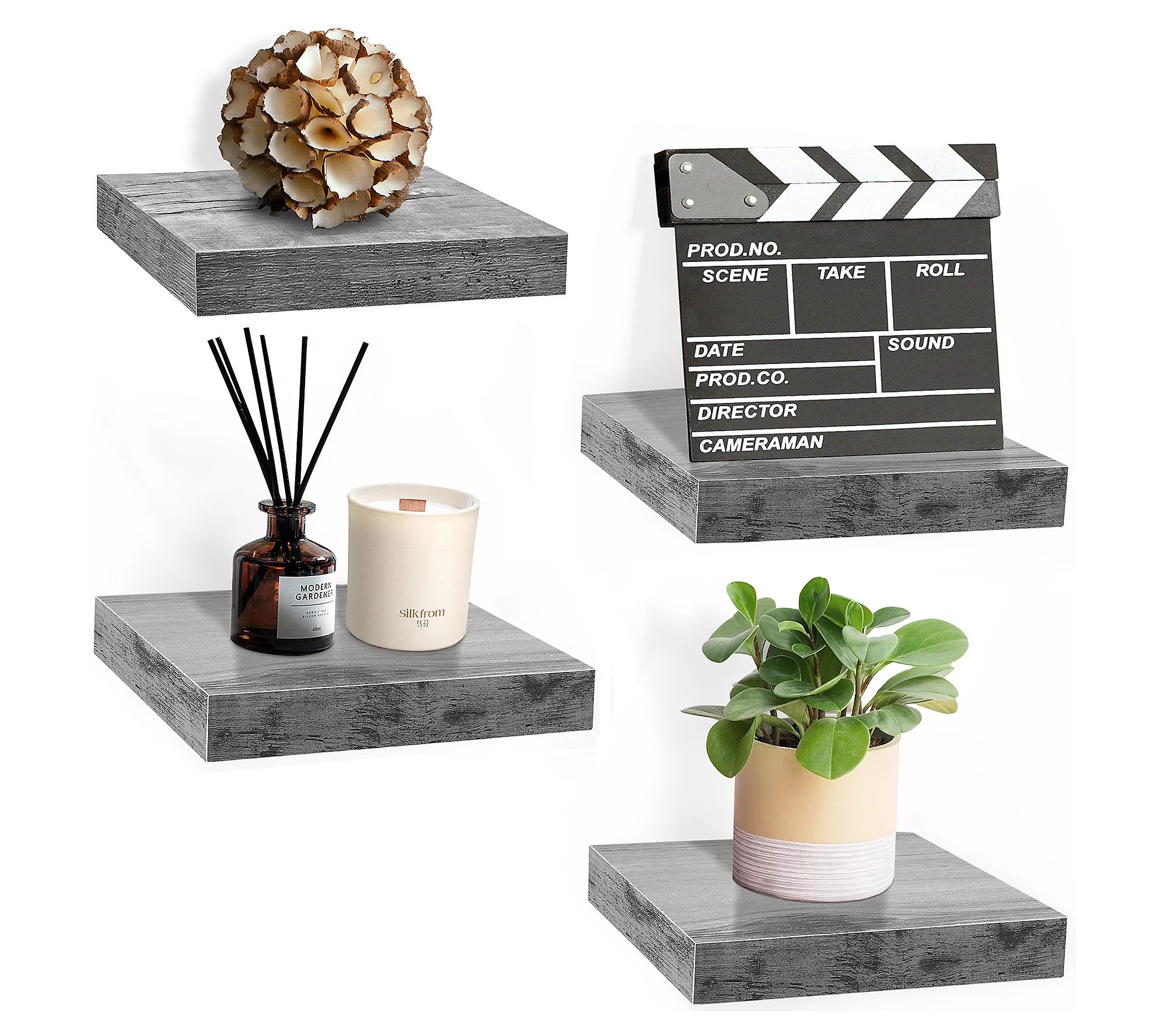 Sorbus 4 Pack 9"" Square Floating Shelf for Wall | QVC