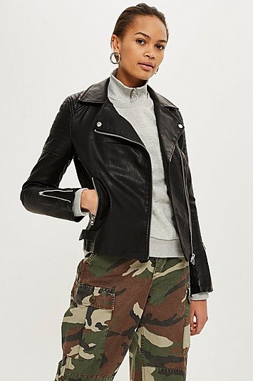TALL Faux Leather Biker Jacket - Black | Topshop US