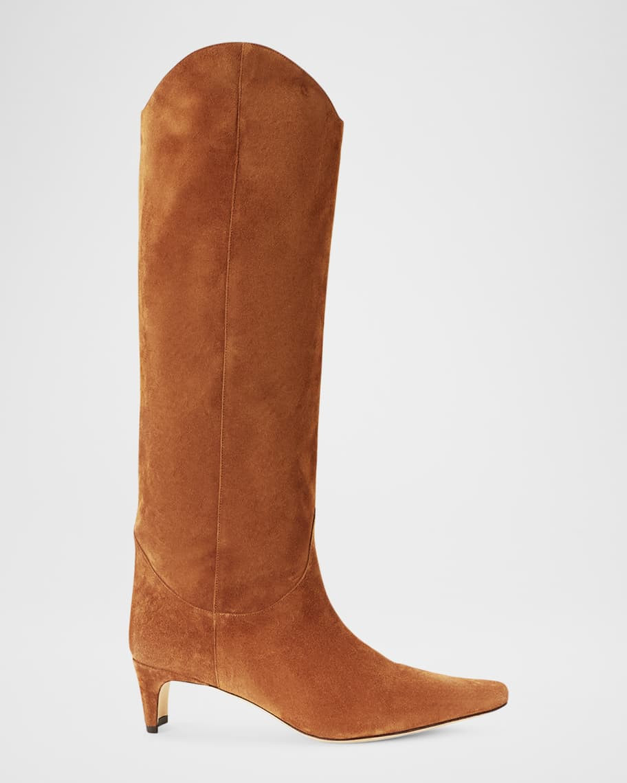 STAUD Western Wally Suede Knee-High Boots | Neiman Marcus