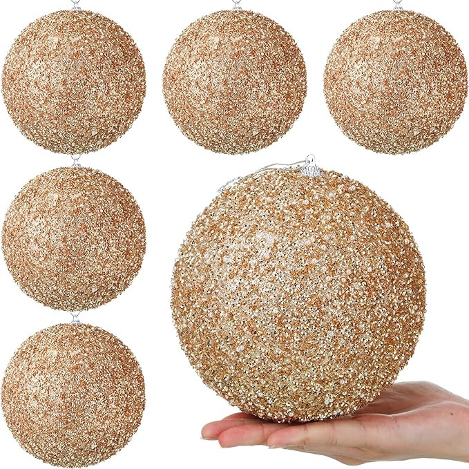 Wettarn 6 Pieces Large 6" Christmas Balls Ornaments Christmas Tree Decoration Shatterproof Balls ... | Amazon (US)