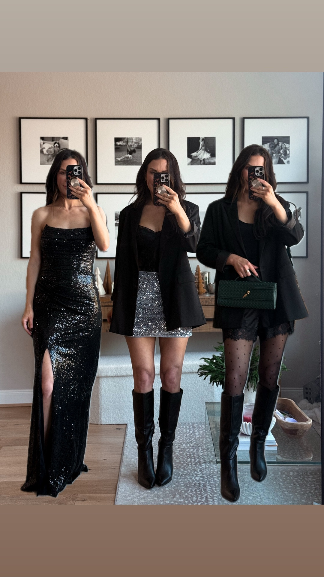 Holiday Party dress / outfit ideas from Amazon. Now I just need a party to go to.  
5’6” 1/2 - 130 lbs
Sequins dress: size 2
Burgundy + silver sequins skirts - small. 
Black sweater: xl
blazer: small
Satin/Lace shorts: medium

#amazonfashion 
#holidaydress 

#LTKHoliday #LTKOver40