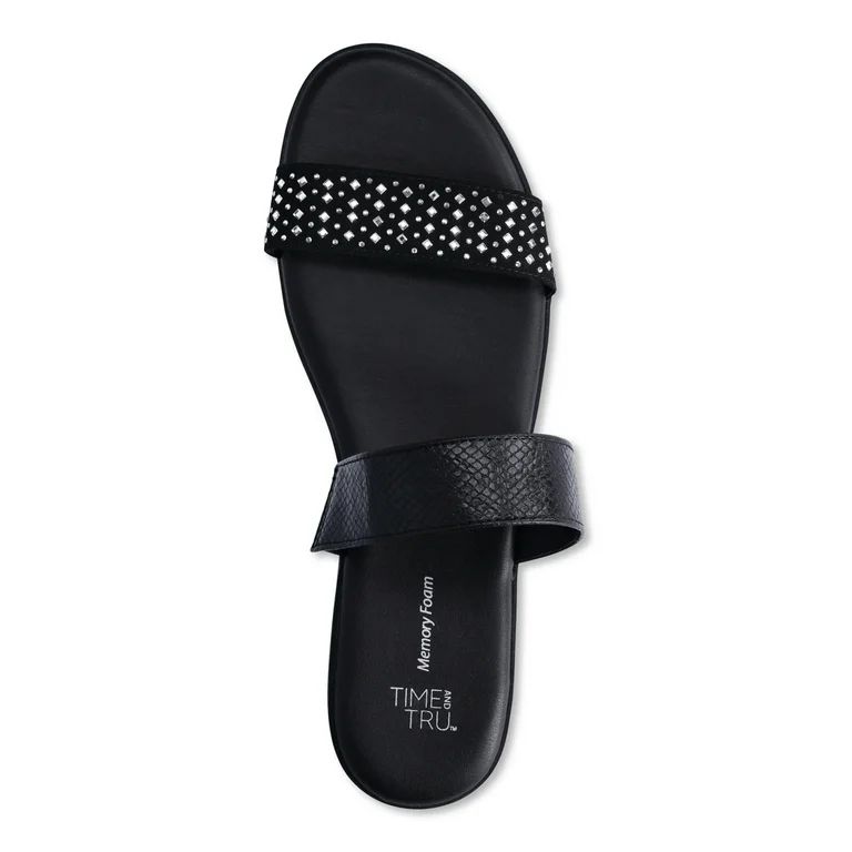 Time and Tru Women's Double Band Slide Flat Sandals | Walmart (US)