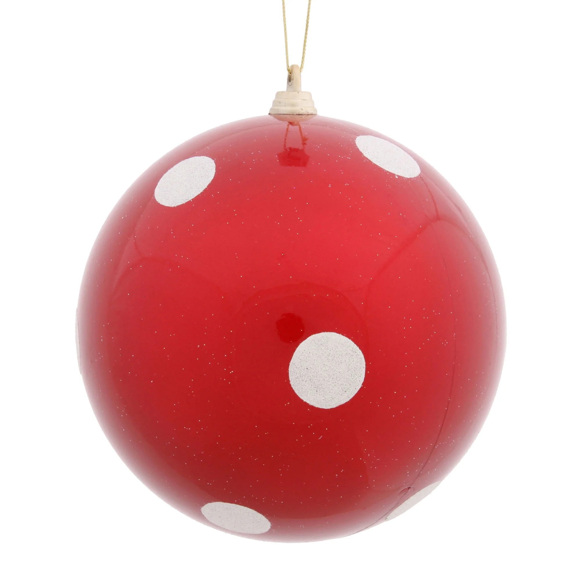 Vickerman 5.5" Red Candy Finish Ball Christmas Ornament with White Polka Dots - Shatterproof Holi... | Walmart (US)