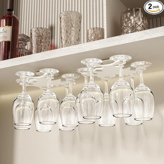 Under Cabinet Wine Glass Holder, 360° Infinitely Rotating Wine Glass Holder, No Drilling Wine Gl... | Amazon (US)