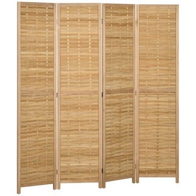 HOMCOM Room Divider, 5.5' Tall Bamboo Portable Folding Privacy Screens, Hand-Woven Double Side Pa... | Target