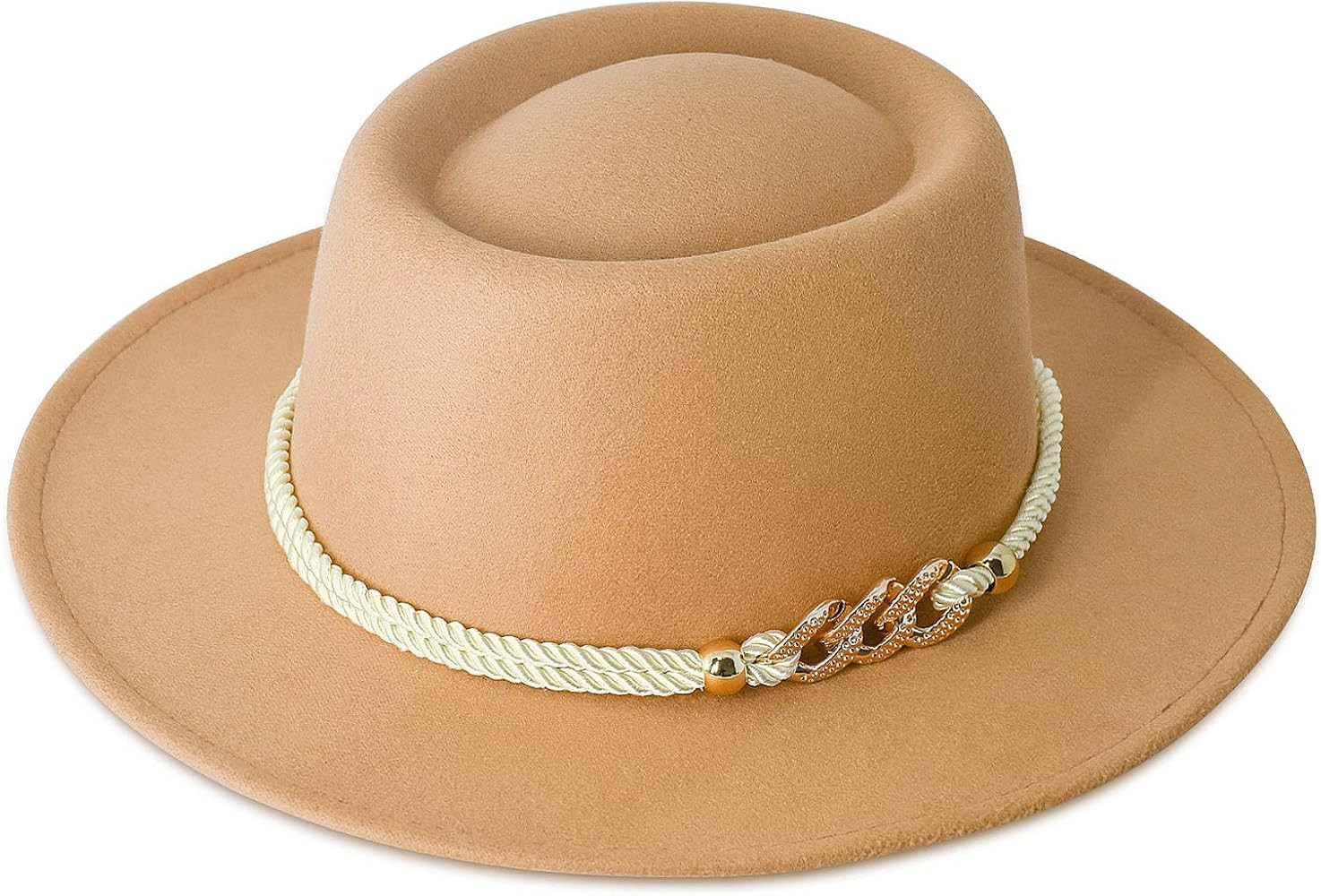 Lisianthus Women Wide Brim Fedora Hat with Belt Buckle Pork Pie Hat | Amazon (US)