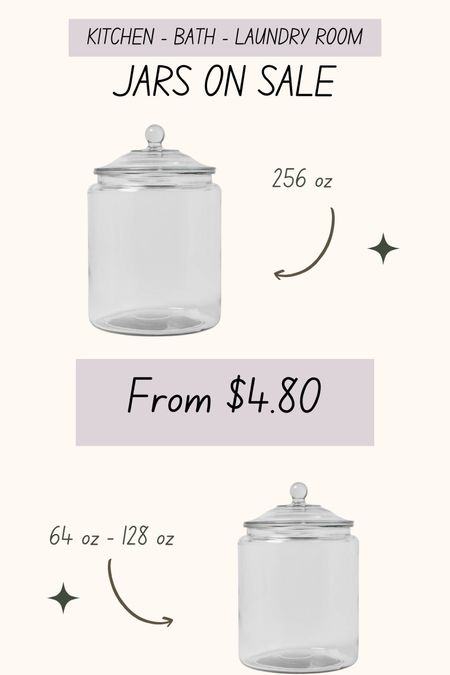 Kitchen, bath, and laundry room jars with lids on sale! 

#LTKunder50 #LTKsalealert #LTKhome