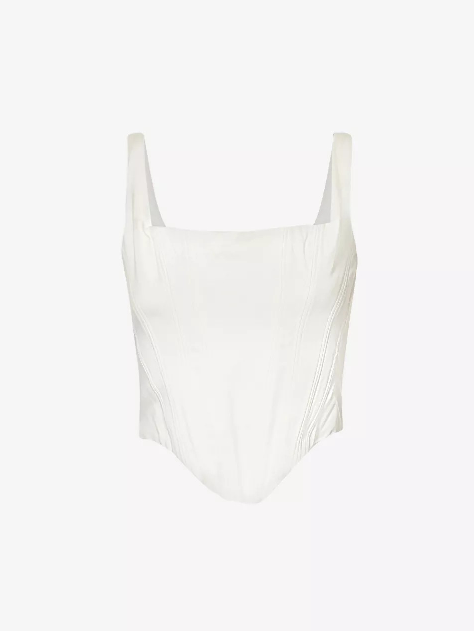 Rafa curved-hem satin top | Selfridges