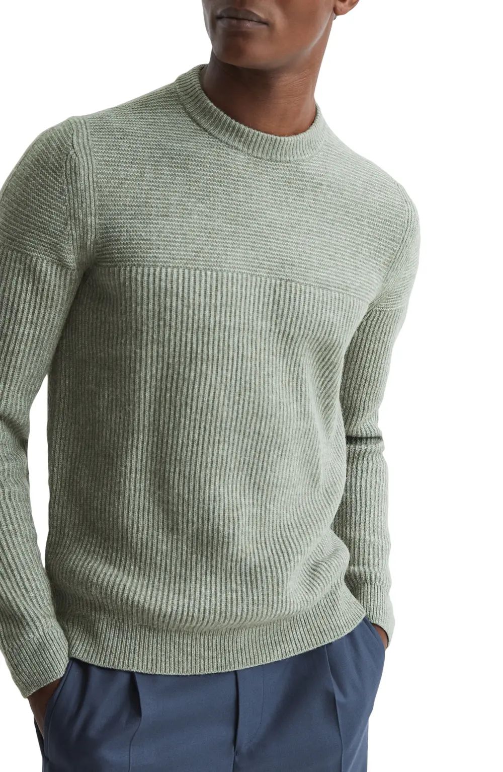 Reiss Marcus Rib Crewneck Sweater, Size Small in Sage at Nordstrom | Nordstrom Canada