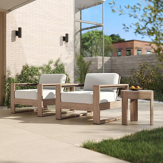 Portside Outdoor Lounge Chairs & Round Side Table Set | West Elm (US)