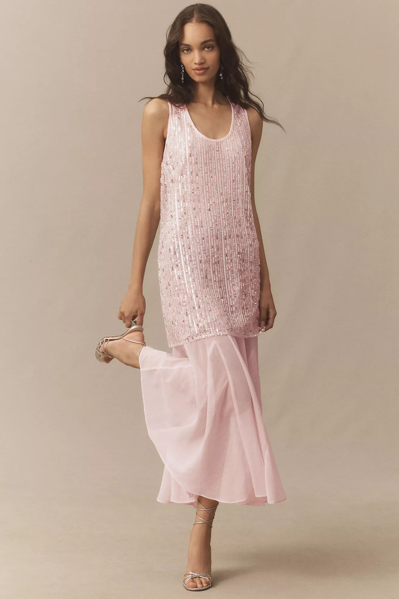 Endless Rose Sleeveless Sequin Chiffon Maxi Dress | Anthropologie (US)