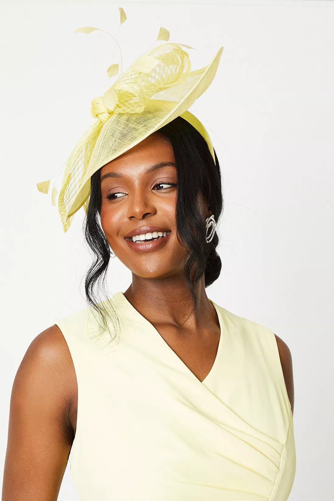 Hair Accessories | Lisa Tan Mesh Bow Feather Side Facing Fascinator | Coast | Coast UK & IE