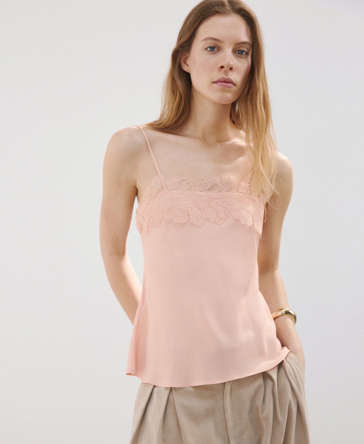 Mango Women's Lace Trim Top - Pink | Macy's