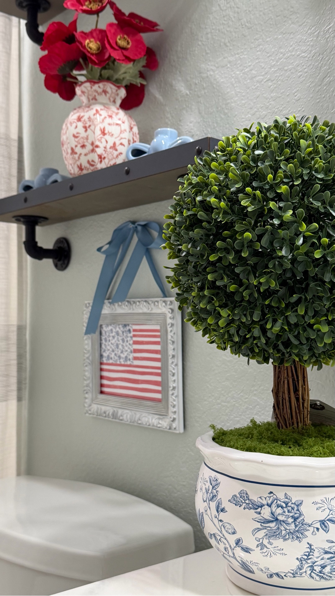 Subtle blues, a hint of red and  cute bows make everything better!  Simple way to decorate a space for Memorial Day, 4th of July and Labor Day. Red, white and blue!

#LTKSaleAlert #LTKHome #LTKSeasonal