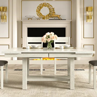 Solid Wood Dining Room Table For 6-10 Person, Extendable Kitchen Table With Shelf, Modern Dining Table Large Dining Room Table Desk With Solid Rubberw | Wayfair North America