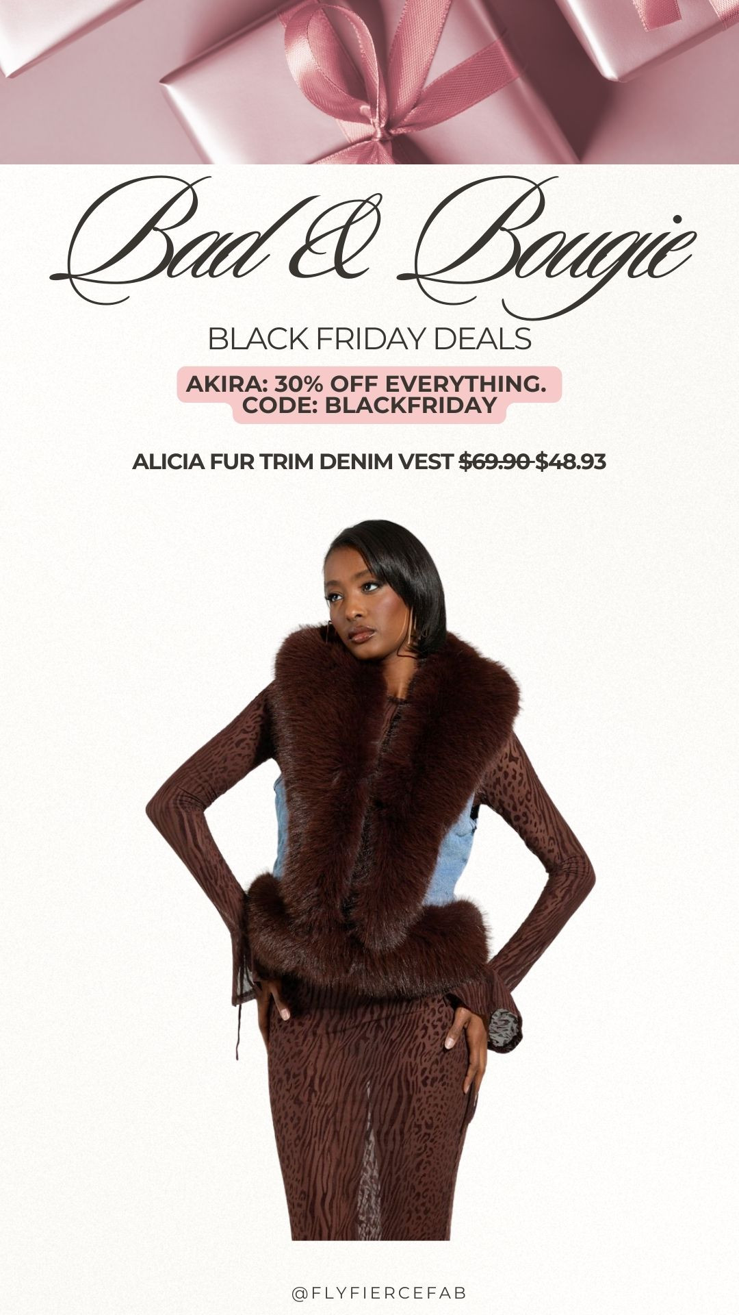 This faux fur trim denim vest from AKIRA is so fly!  😍🤎 And it's on sale since they're doing 30% Off Sitewide for Black Friday (code: BLACKFRIDAY).

The fur looks so luxe in person. I tried it on and while the small fit, it was a lil snug on my waist so I ordered a medium (so I can layer underneath).

This is going to look so cute with winter outfits and holiday outfits! 🎅🏾❄️ If you're looking for a gift idea for the fashionista on your list, babyyy this is it!

🎅🏾 gifts for her 

 #LTKCyberWeek #LTKGiftGuide #LTKHoliday