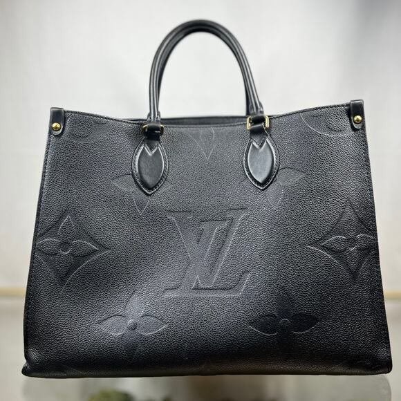 LOUIS VUITTON Onthego MM Black Empreinte Giant Monogram Tote Bag | Poshmark