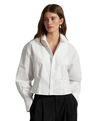 Ralph Lauren Cropped Cotton Poplin Tuxedo Shirt  | Bloomingdale's Women Tops & Tees | Bloomingdale's (US)