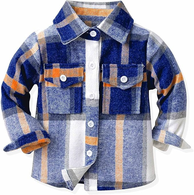 Kids Flannel Shirt Jacket Plaid Long Sleeve Button Down Shirt Top Toddler Baby Girls Boys Shirts ... | Amazon (US)