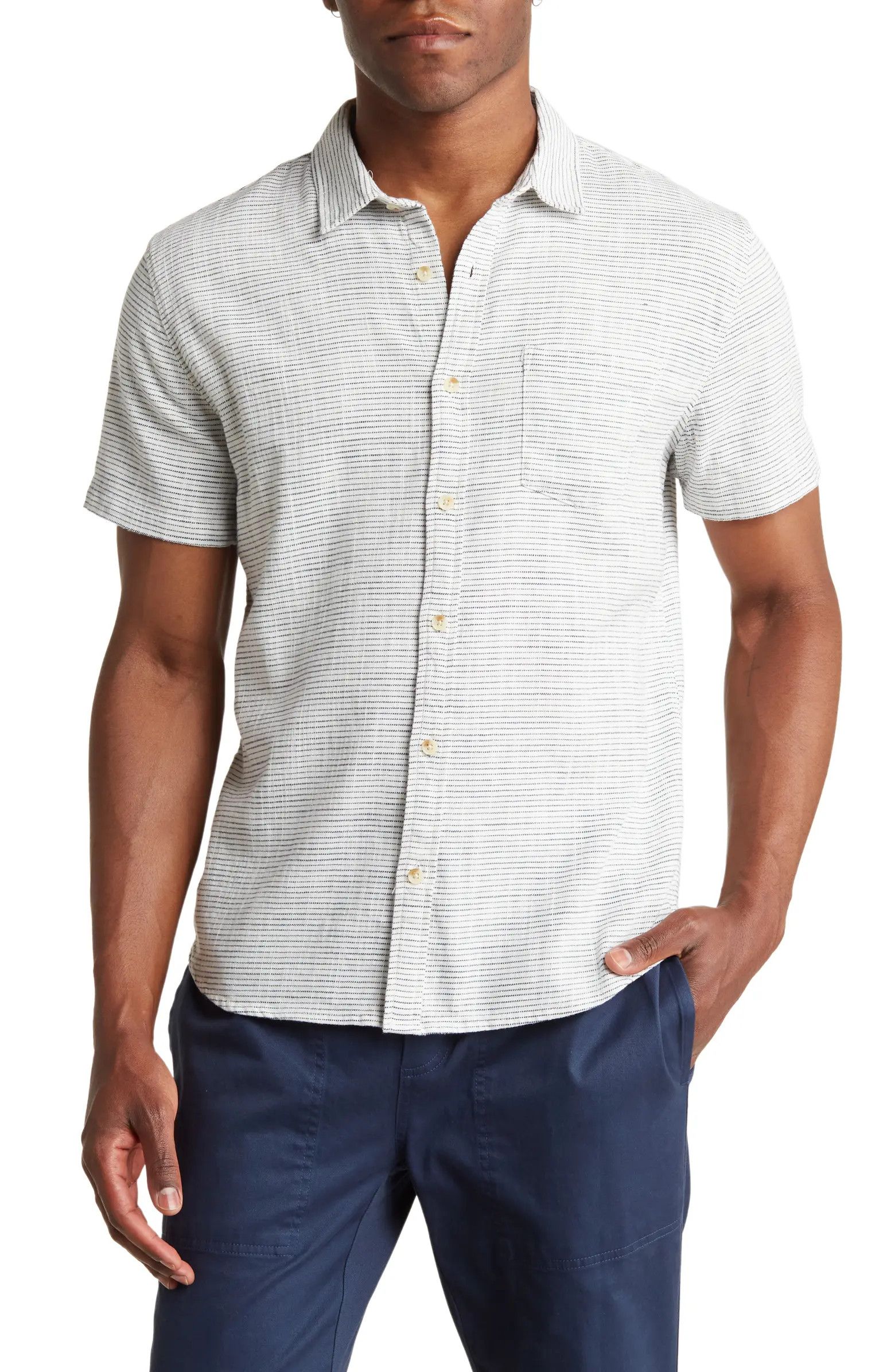 Stretch Selvage Short Sleeve Button-Up Shirt | Nordstrom