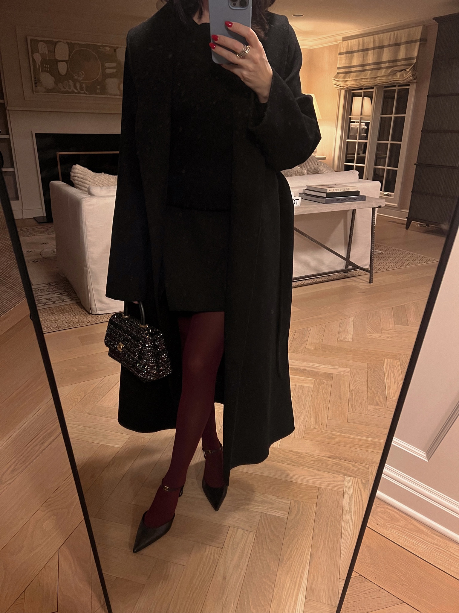 black dress burgundy tights Sleeveless A-line Mini Dress main image 0
