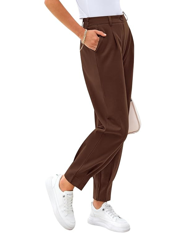 CFLONGE Women's Summer High Waisted Pants for Women 2026 Casual Ankle Length Pant for Work Office... | Amazon (US)