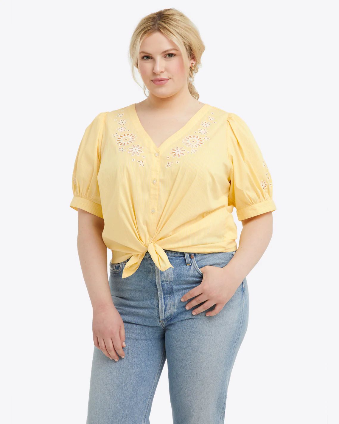 Emily Embroidered Button Down Top | Draper James (US)
