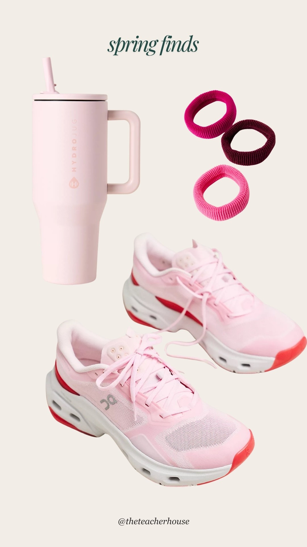 Hydro jug, hair ties and sneakers. All in pink! So perfect for spring and summer 🩷☀️ 

#LTKfitnessgoals #LTKmorningroutine #LTKootd