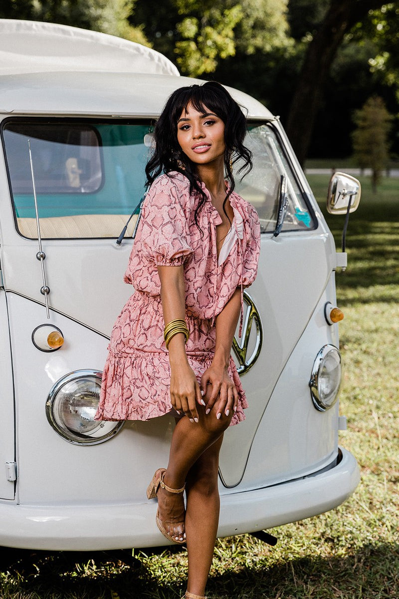 BuddyLove | Ray Elastic Waist Mini Dress | Copperhead | BuddyLove