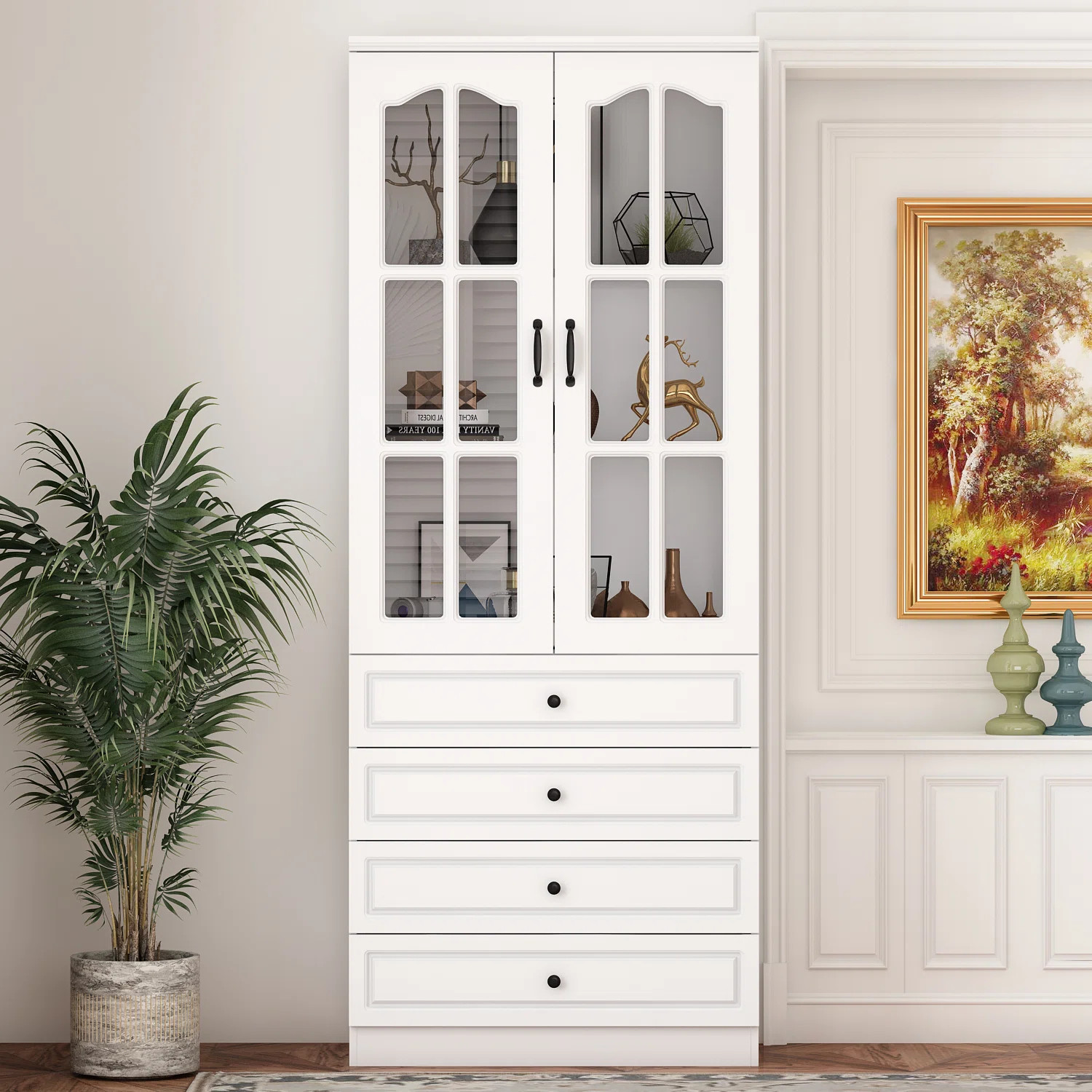 31.5''W Dining Cabinet With Glass And Drawers | Wayfair North America