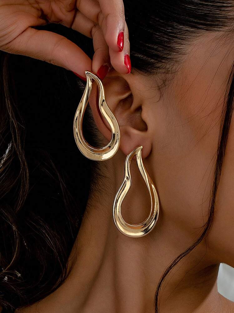 1pair Asymmetrical Statement Earrings, European And American Style, Versatile Design | SHEIN