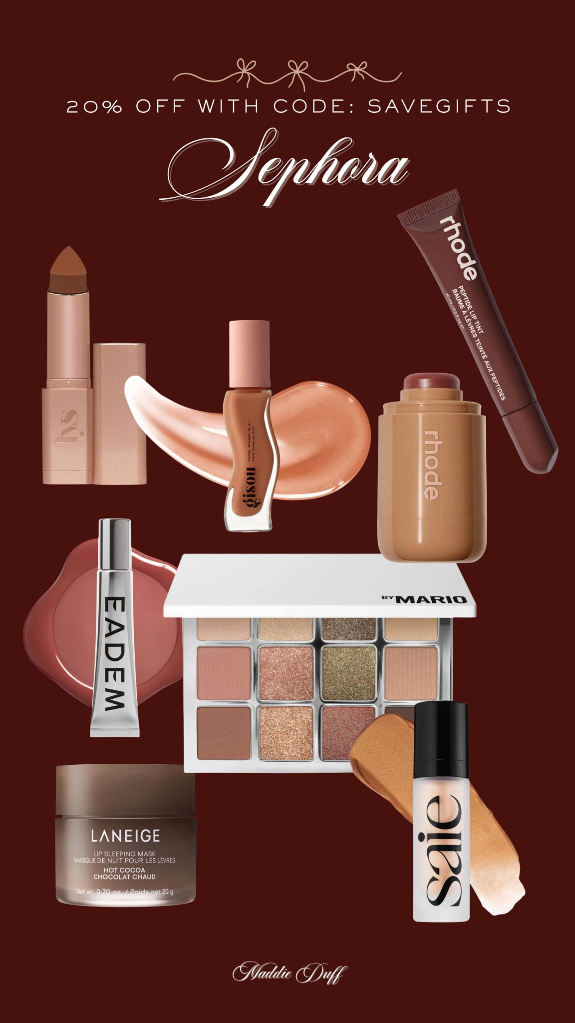 Sephora is 20% off! Use code SAVEGIFTS 

Sephora sale, beauty, Sephora gifts, gift ideas 

#LTKHoliday #LTKSaleAlert #LTKGiftGuide