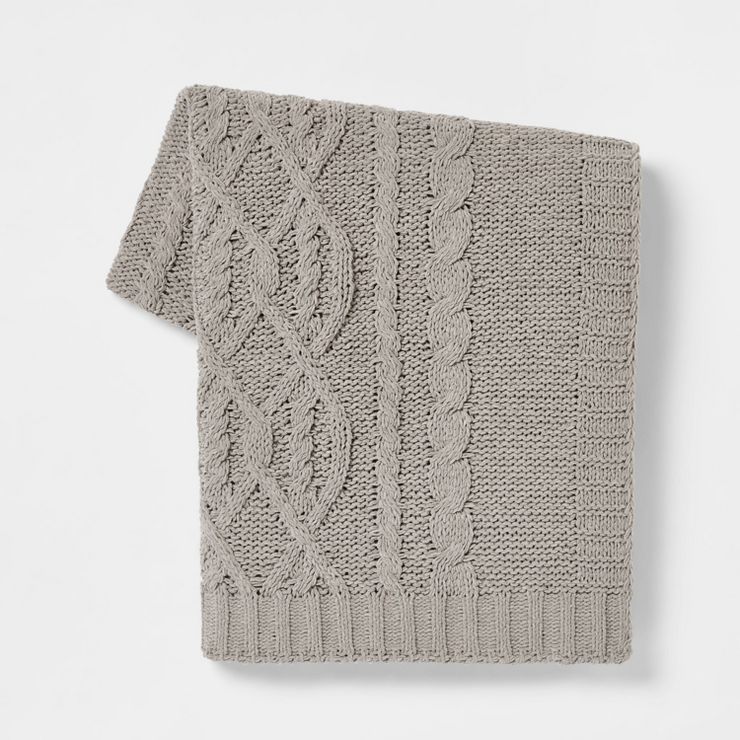 Cable Knit Chenille Throw Blanket - Threshold™ | Target