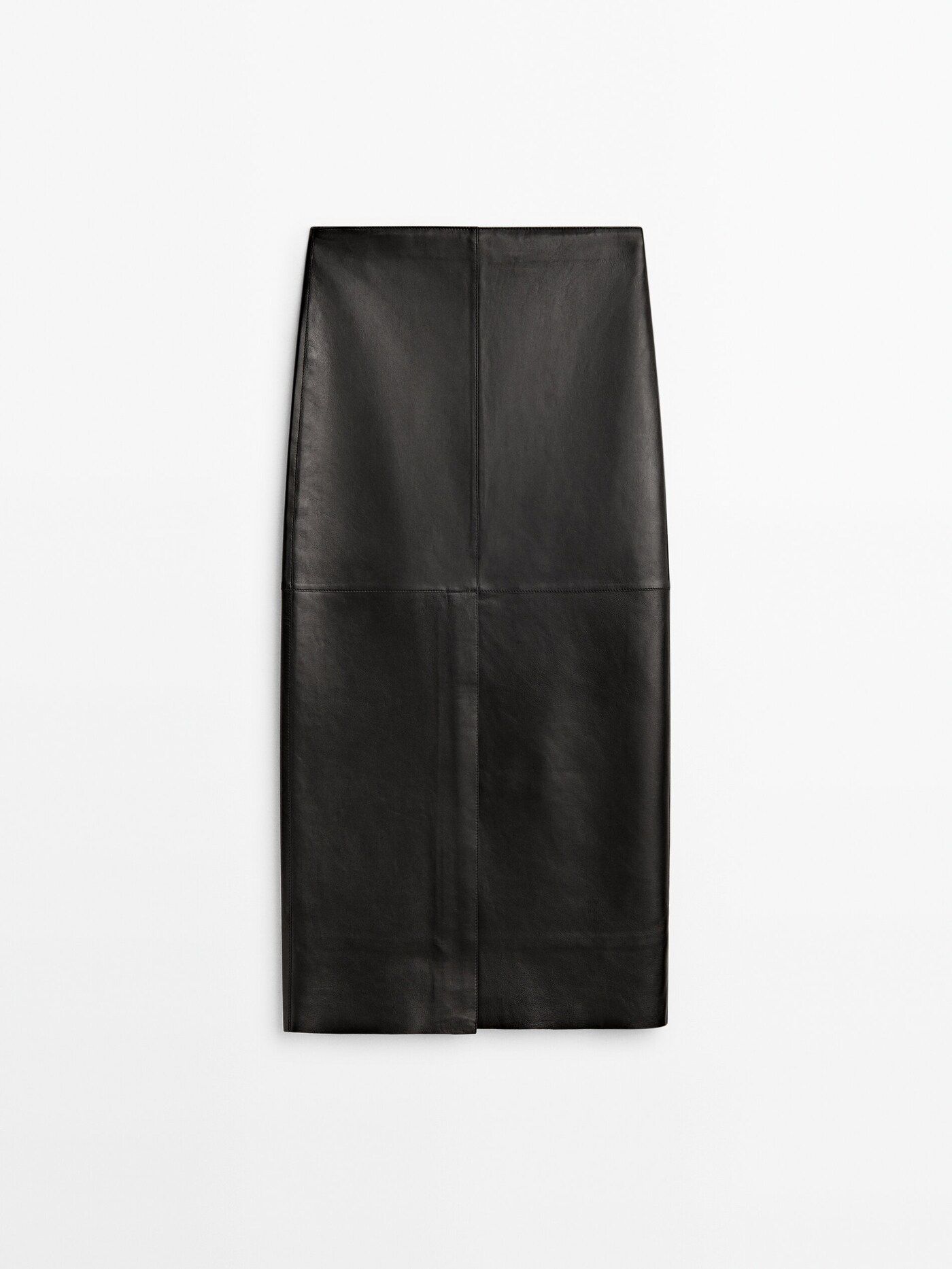 Black nappa leather long skirt - Limited Edition | Massimo Dutti UK
